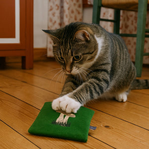 kattprassel cloth wool - shroom bloom - organic catnip crinkle cloth