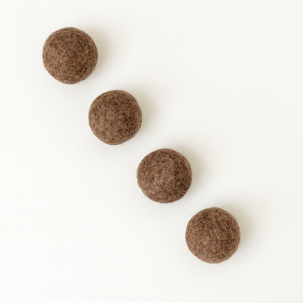 organic catnip wool felt woolly balls - set of 4