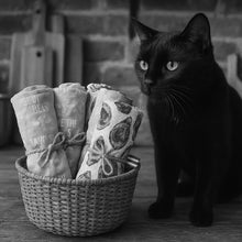 Load image into Gallery viewer, The Original Catnip Crinkle Cloth



A rustly little square of magic. Measuring approximately 5.5” x 5.5”, each piece is stuffed with two layers of natural crinkle paper and a generous scoop of premium, USA-grown organic catnip. Made from 100% eco-friendly cotton printed in the USA, these fluttery catnip textile squares are stitched in small batches by a one-woman atelier devoted to luxury goods for superior cats.



Ball it up for a toss or lay it flat as a dreamy drool mat.