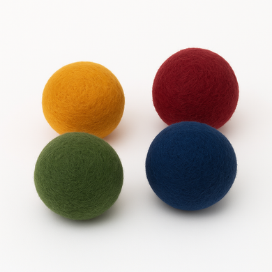 organic catnip infused hand felted wool balls - rainbow