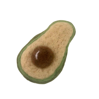 Avogatto Felted Wool Cat Toy
Meet the purrfectly ripe Avogatto—no peeling, no pit danger, just endless play. Each one is needle felted by hand from 100% wool, shaped into a plump little avocado that’s begging to be batted and chased. At about 4 inches long, 2.5 inches wide, and 2 inches thick, it’s sized just right for kitty paws to hug, kick, and carry. Infused with USA-grown organic catnip, the Avogatto tempts your cat with an irresistible scent that sparks playful energy and pure joy.