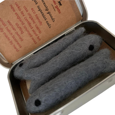 organic catnip infused wool sardines