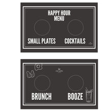 Load image into Gallery viewer, reversible cat placemat  Brunch and Booze/Happy Hour Menu