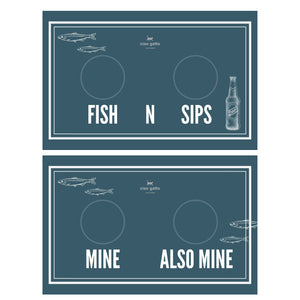 reversible cat placemat - Mine/Also Mine and Fish n Sips