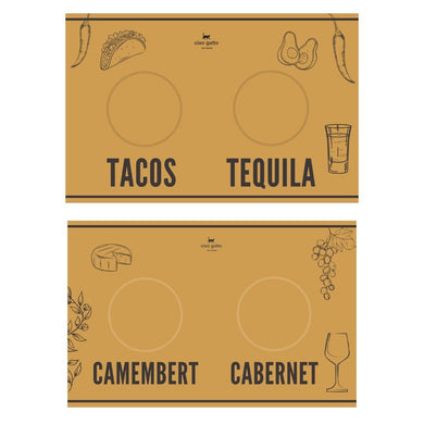 reversible cat placemat - Tacos and Tequila/Camembert and Cabernet